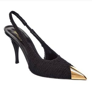 Saint Laurent Black Maike Wool 90 mm Slickback Pump